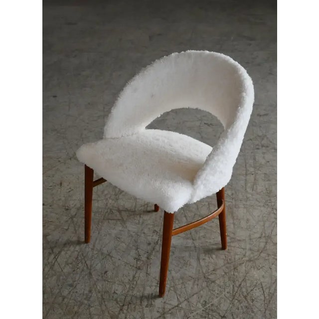 Mid-Century Modern Frode Holm Vanity or Dressing Chair in Teak and Sheepskin, Denmark, 1950s For Sale - Image 3 of 6
