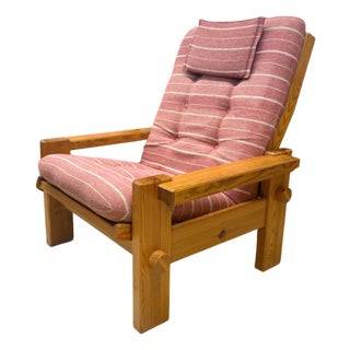 Yngve Ekström, Swedese, Dymling Lounge Chair, Pine, Fabric, Sweden, 1970s For Sale
