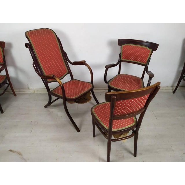 Curved Wood Living Room Table and Chairs from Jacob & Josef Kohn, 1890s, Set of 5 For Sale - Image 4 of 18