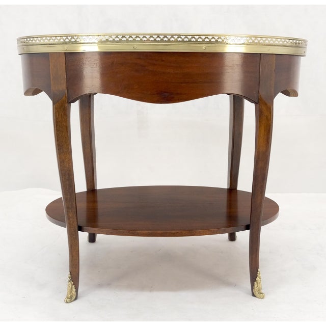 Baker Brass Gallery & Feet Oval Top Two Tier Side End Lamp Table Stand MINT For Sale - Image 11 of 17