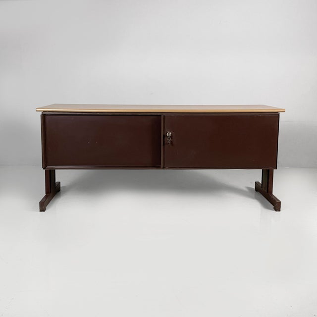 Italian brown metal sideboard Synthesis 45 by Ettore Sottsass for Olivetti, 1970s Sideboard from the Synthesis 45 series...
