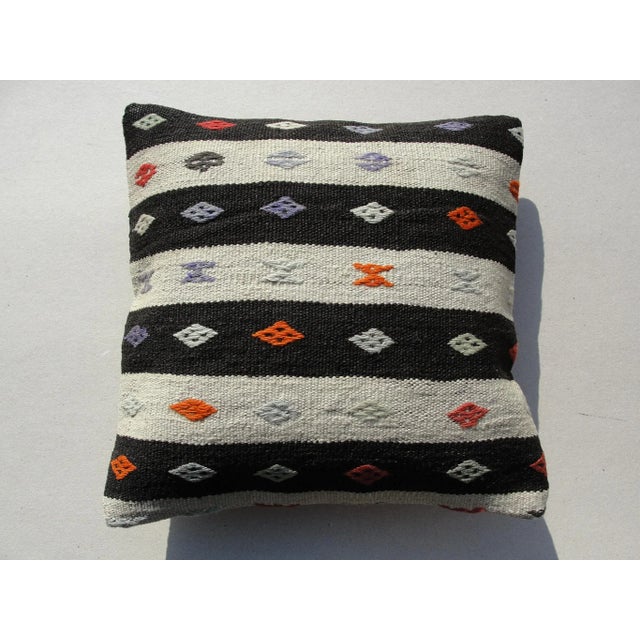 Kilim Rug Pillow Made from old turkish kilims Back side cotton and has closed with a solid hidden zipper size:16" x 16" It...