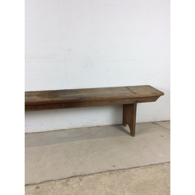 Farmhouse Antique Farmhouse Style Long Primitve Bench With Tongue & Groove Joinery For Sale - Image 3 of 17