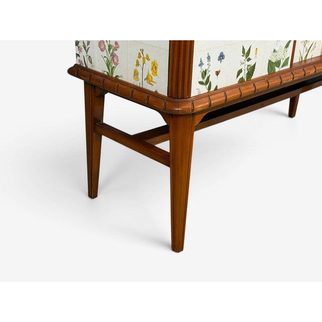 Swedish Modern, Nordens Flora Cabinet, Mahogany, Lithographs, Sweden, 1940s For Sale - Image 11 of 13