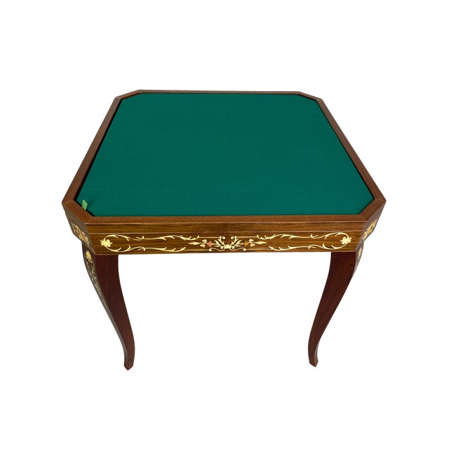 Italian Octagonal Multi-Game Table With 4 Chairs, Inlaid Wood, Chess, Backgammon & Roulette, 1980s For Sale - Image 12 of 18