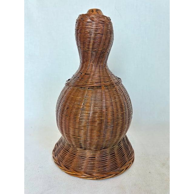 Late 20th Century Vintage Wicker Wrapped Gourd Canteen For Sale - Image 5 of 7