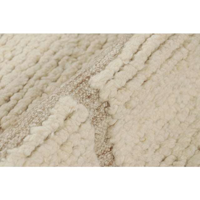 Rug & Kilim’s Modern Rug with Cream High-Low Geometric Patterns - 12x15 For Sale In New York - Image 6 of 7