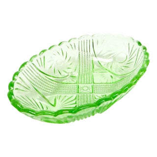 Art Deco Green Bowl from Hortensja Glassworks, Poland, 1930s For Sale