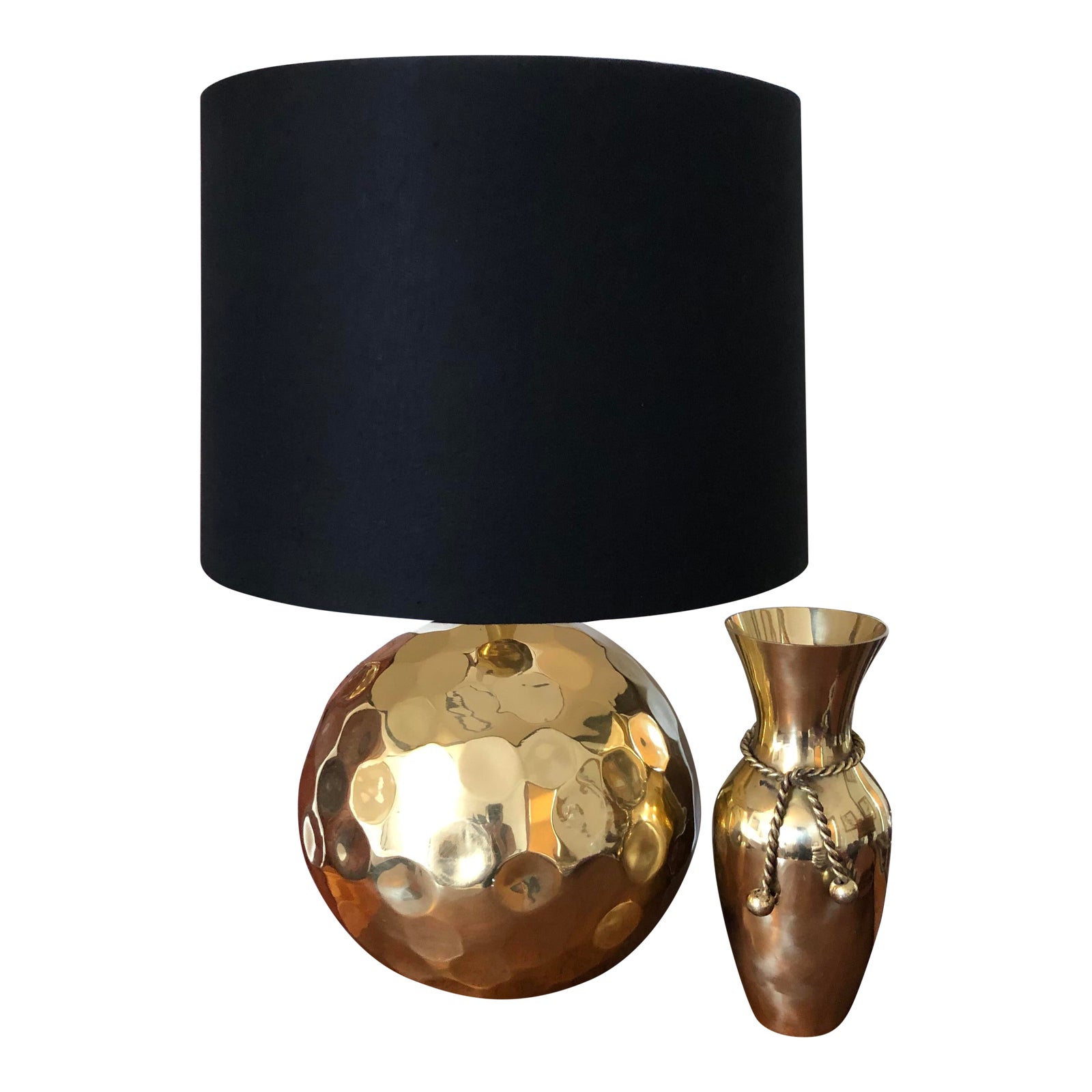 Nate Berkus Solid Hammered Brass “Orbit” Table Lamp With Shade Chairish