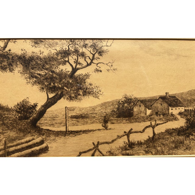 Late 19th Century Late 19th Century British School Rural Landsape Etching Panoramic Countryside Scene, Framed For Sale - Image 5 of 16