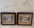 Set of 2 complimentary vintage Italian art school paintings of a dock scene with boat. Each painting has a double frame...