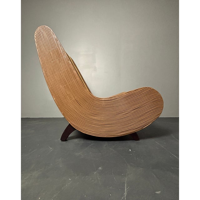 Curvy Wavy Pencil Reed Rattan and Bamboo Lounge Chair, 1970s For Sale - Image 15 of 18