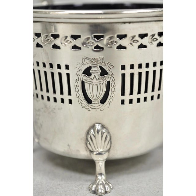 Mid 20th Century Barker Ellis English Regency Silver Plated Award Sugar Basket W/ Cobalt Blue For Sale In Philadelphia - Image 6 of 15
