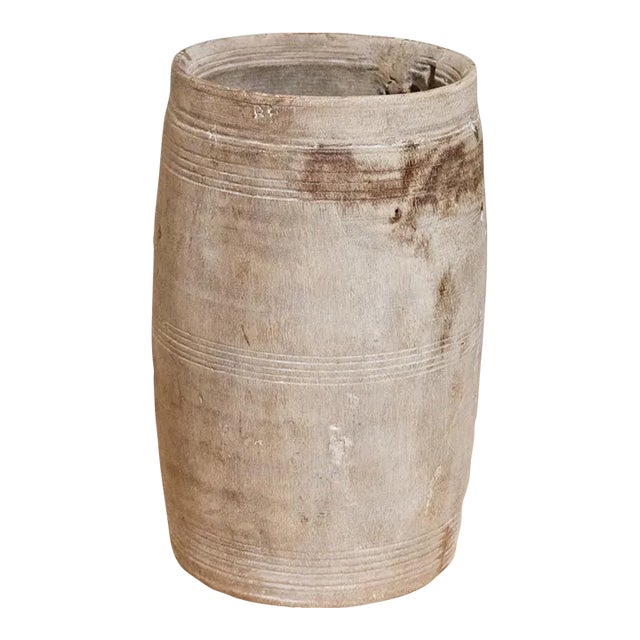 Primitive Handcarved Wooden Pot-Pooran For Sale
