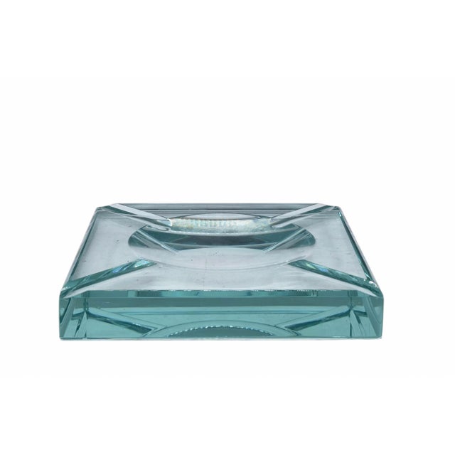 Nile Green Faceted Glass Square Ashtray from Fontana Arte, Italy, 1970s For Sale - Image 6 of 6