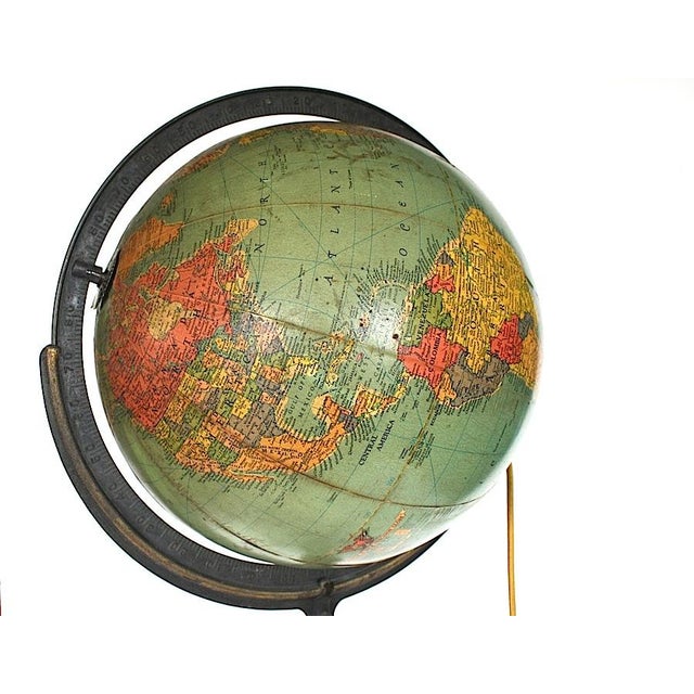 Wood Vintage 1940s World Globe on Duncan Phyffe Style Floor Stand For Sale - Image 7 of 17
