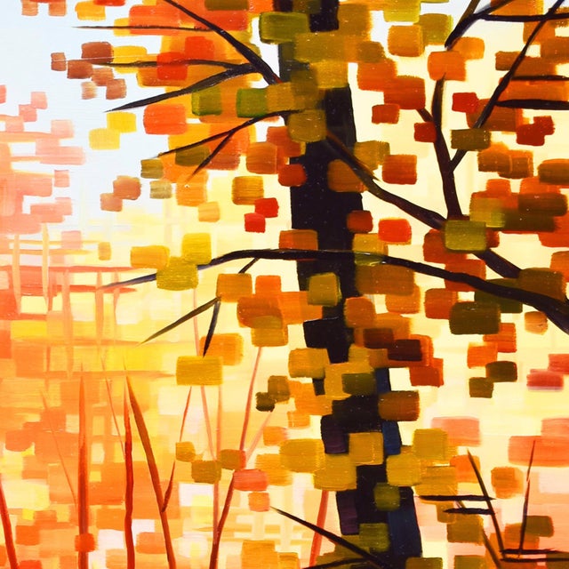 Early 21st Century The Lucky Grove by Michelle Condrat | Oil on panel Abstract forest scene with autumn colors. For Sale - Image 5 of 5