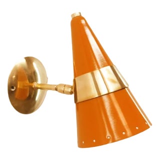 Orange & Gold Adjustable Cone Sconce For Sale