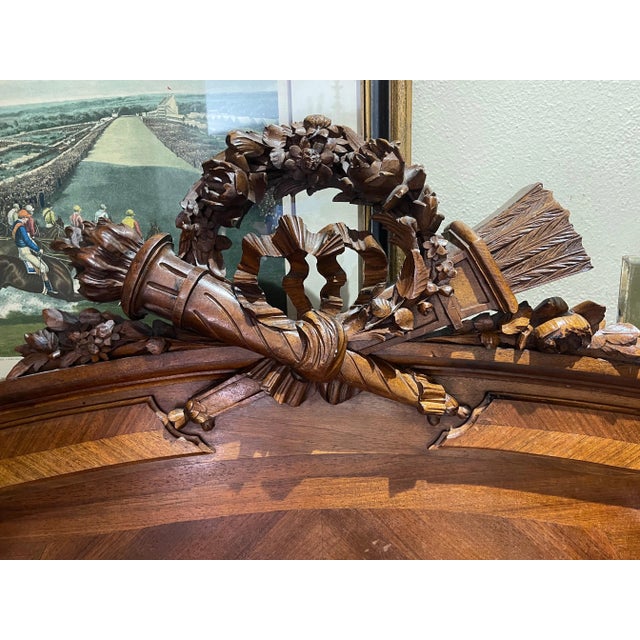 French French Louis XVI Walnut Full-Size Headboard with Carvings, 19th Century For Sale - Image 3 of 7