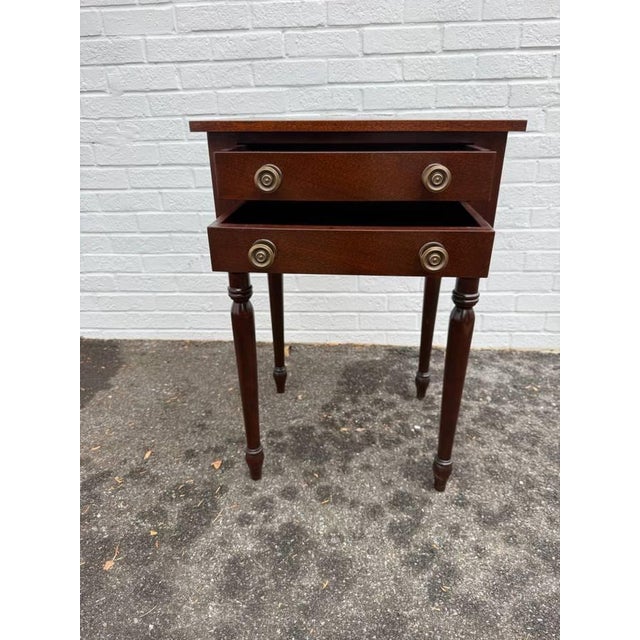 Vintage American Sheraton Two Drawer Nightstand Side Table For Sale - Image 11 of 13