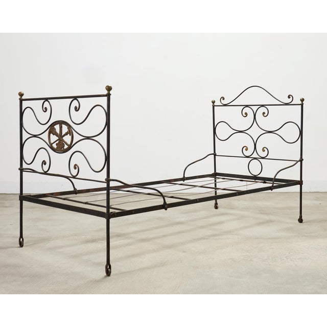 19th Century 19th C. French Napoleon III Empire Wrought Iron Bronze Daybed For Sale - Image 5 of 16