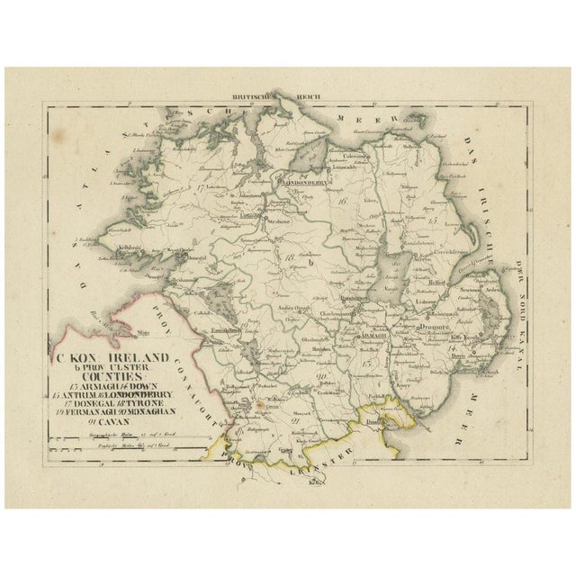 Gold Antique Map of Ulster, 1830 For Sale - Image 8 of 8