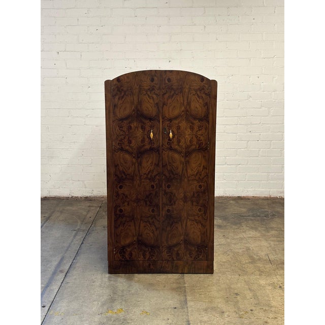 Wood 1980s Compact Art Deco Burl Armoire For Sale - Image 7 of 12