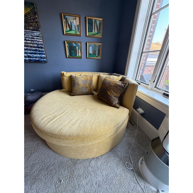 Make a dramatic design statement with this exceptional custom circular upholstered daybed, created for luxurious lounging...
