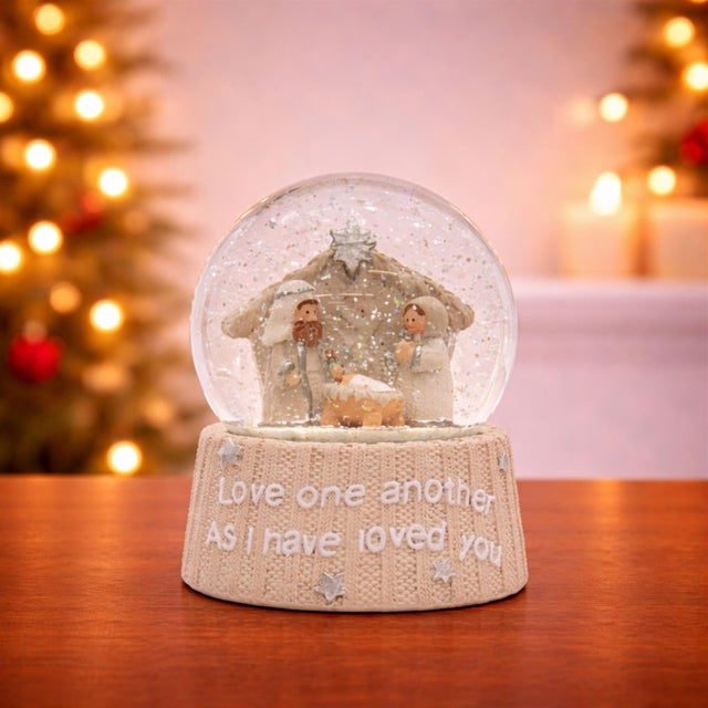 Celebrate the true meaning of Christmas with this Holy Family Nativity Snow Globe. Featuring Mary, Joseph, and Baby Jesus...