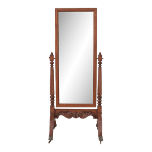 Ethan Allen 18th Century Mahogany Cheval Dressing Mirror Claw Foot Chippendale