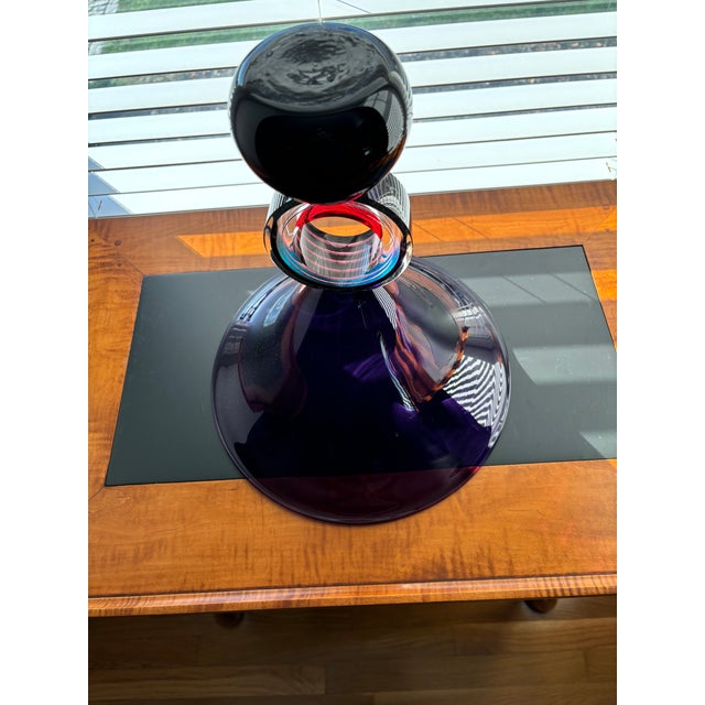 Correia Art Glass Purple Pedestal Bowl For Sale - Image 9 of 12
