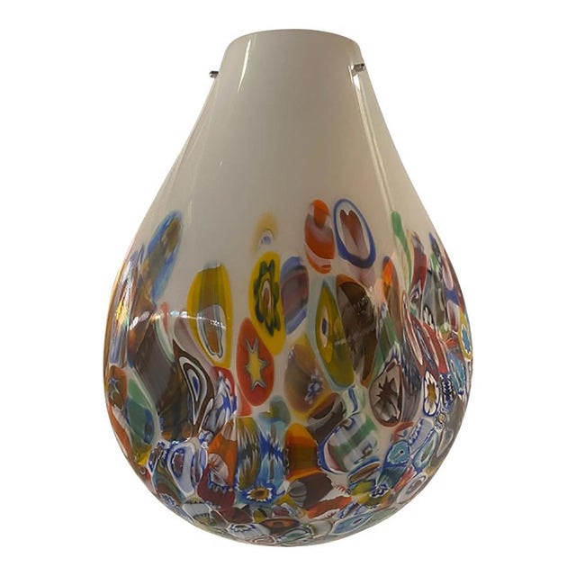 Murano Style White with Murrise Multicolors Pendant from Simoeng For Sale - Image 9 of 9