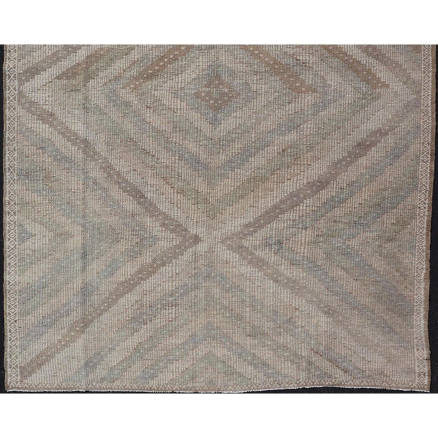 Measures: 6'5 x 10'2 Vintage Turkish Embroidered Kilim Rug with All-Over Repeating Diamond Design. Keivan Woven Arts / rug...