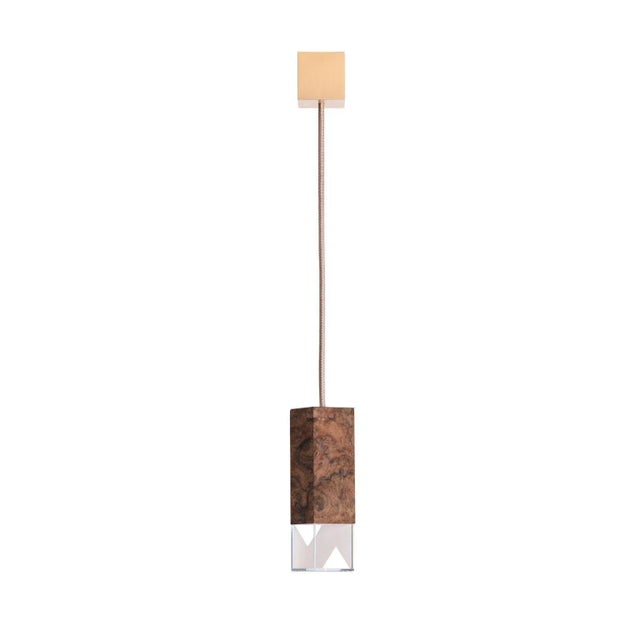 Lamp one wood 02 by formaminima dimensions: d 5 x w 5 x h 17 cm. Materials: body lamp: walnut briarwood, crystal glass...
