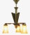 Art Deco Brass Chandelier with Three Arms & Glass Lampshades For Sale - Image 4 of 18