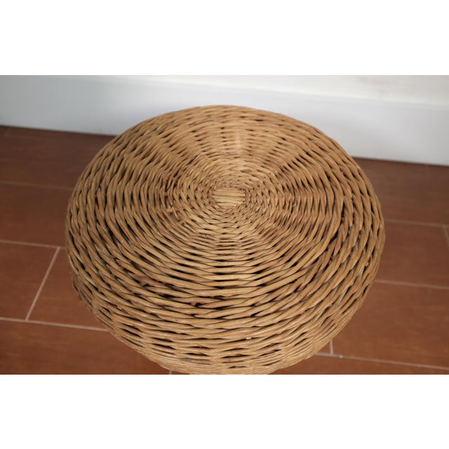 Tony Paul Vintage Tony Paul Wicker Rattan Foot Stool Woven Cane 50's 60's Retro Mid Century Modern Eclectic Boho Bamboo Basket Weave For Sale - Image 4 of 5
