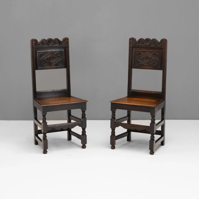 Oak Hall Chairs, 1930s, Set of 2 For Sale - Image 4 of 10