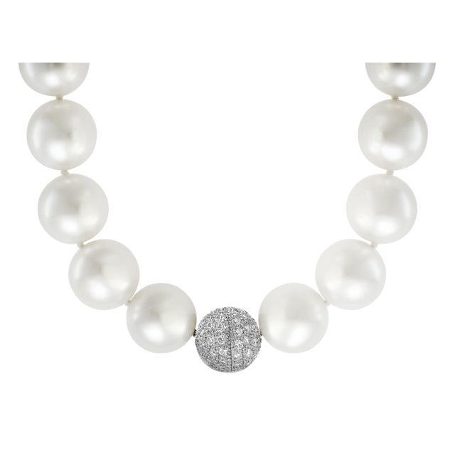 Paul Morelli Flawless South Sea Pearl & 4 Ct Diamond Strand Opera Necklace 36 " For Sale - Image 4 of 8