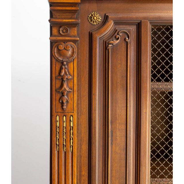 Wood Louis XVI French Exotic Wood Wire-Mesh Bookcase, 1890 For Sale - Image 7 of 13