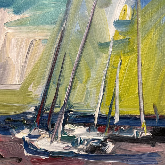 Contemporary original “Calm sails” painting on canvas. Signed and framed. Measures 11x14 or approximately 12.25x15.25...
