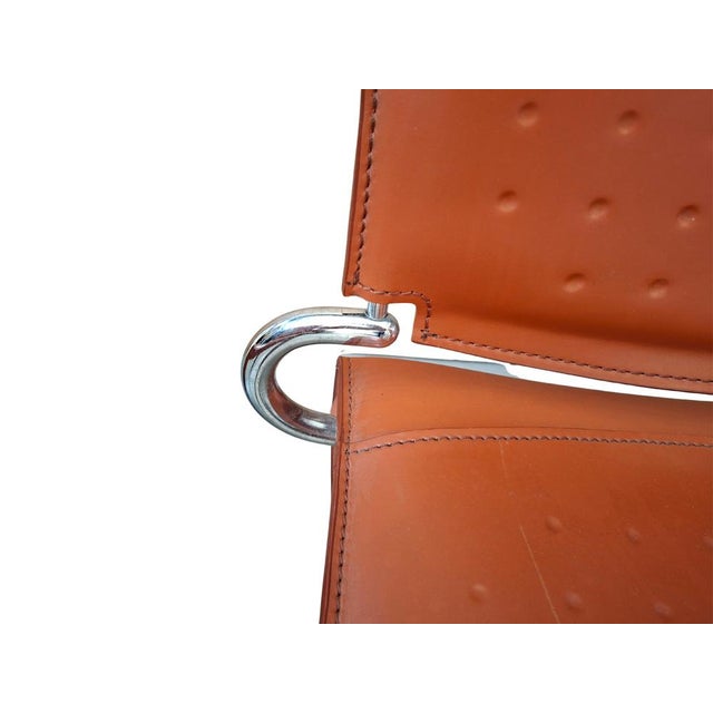 Metal Vintage Chairs in Orange Leather and Iron, 1980, Set of 4 For Sale - Image 7 of 11