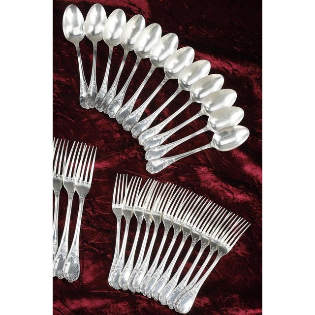 1900 - 1909 Louis XV Silver-Plated Flatware, 1900s, Set of 51 For Sale - Image 5 of 18
