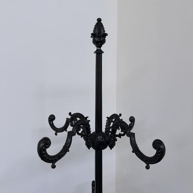 Metal Large Ornate Cast Iron Hall Tree Coat Stand with Twelve Hooks For Sale - Image 7 of 14