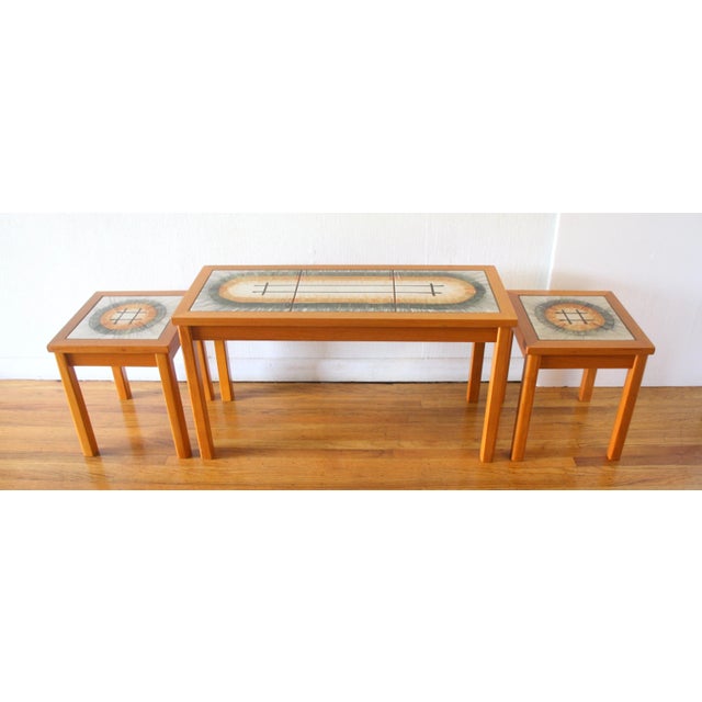 Mid Century Modern Danish Teak Tile Top Nesting Tables For Sale - Image 4 of 5
