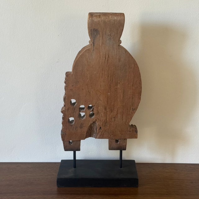 Early 20th Century Archaic Hindu Architectural Panel of Wood Mounted For Sale - Image 5 of 5