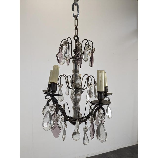 2000 - 2009 Six-Light Chandeliers with Polychrome Crystal Drops, Set of 2 For Sale - Image 5 of 18