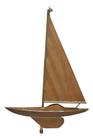 Vintage Folk Art Copper Sailboat Ship Weathervane