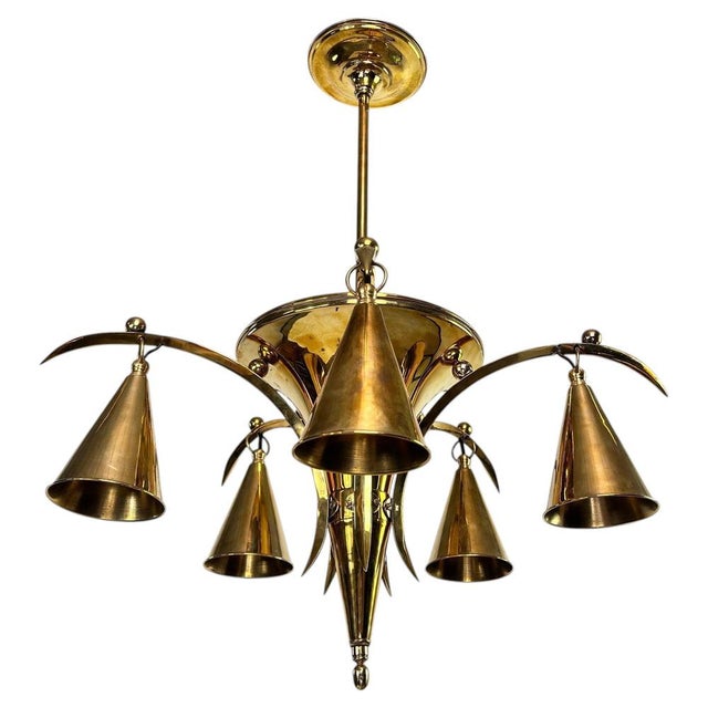 Vienna Secession Brass Chandelider by Dagobert Peche, 1890s For Sale - Image 9 of 9