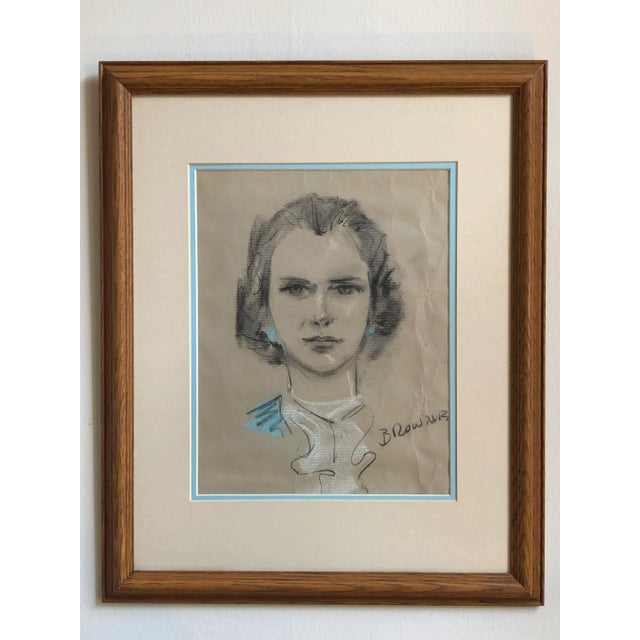 This circa 1950 original pastel portrait of a young woman is simply drawn, but beautifully rendered with a subject whose...