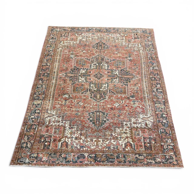 Traditional Antique Heriz Rug | Medallion Design | 9x12 For Sale - Image 3 of 4